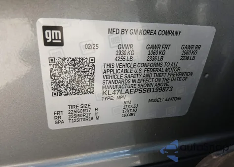 2025 Buick Envista Preferred Fwd z USA, uszkodzony, nr VIN KL47LAEP5SB199873